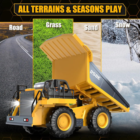 BEWEAI 9CH 2.4Ghz 2 3-12 RC Dump Truck Toy for Boys, Remote Control Play Truck Construction Vehicles, Electric Trucks