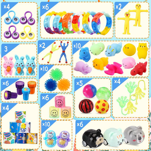60PCS Prefilled Easter Eggs with Toys Inside, Easter Basket Eggs Filled Stuffers, Easters Theme Party Favors Fidget