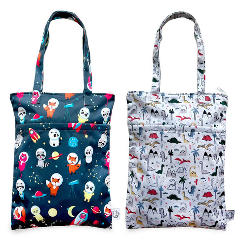 FLOCK THREE 2PCS Bundle Wet Dry Bag Waterproof Tote Reusable Wet Clothes