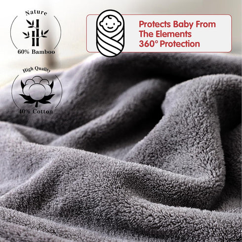 2 Pack Baby Towels with Hood and 5 Baby Washcloths, for Newborn Unisex, 31.5x31.5 in Ultra Absorbent and Soft Cotton Hooded Bath Towel Set Gift for Babies, Infant, Newborn Essential by BEFACL