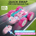 2.4 360 6 7 8 9 10 11 12 QUNREDA RC Cars, Pink Remote Control Car for Girls, GHZ Double Sided RC Stunt Car Rotating