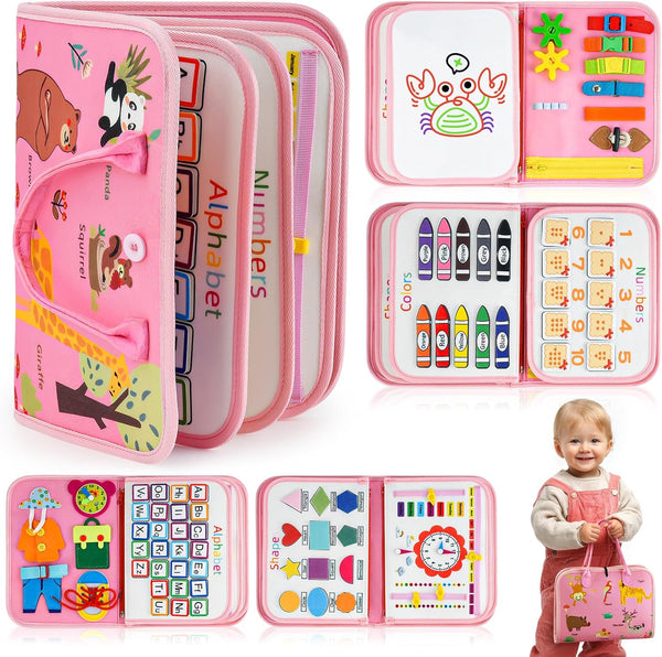 HumorPlay Busy Board Montessori Toys for 1,2,3 Year Old Girl Gifts, Sensory