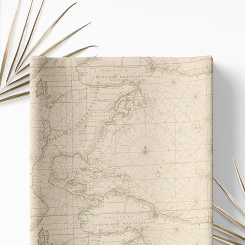 Glenna Jean Cotton Cream Map Adventure Diaper Changing Pad Cover, Vintage Explorer Design, Soft Infant Changing Pad