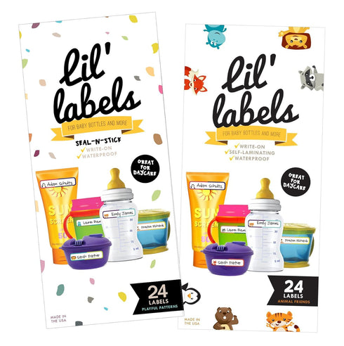 Bottle Labels, Write-On, Self-Laminating, Waterproof Kids Name Labels for Baby Bottles, Set of 2