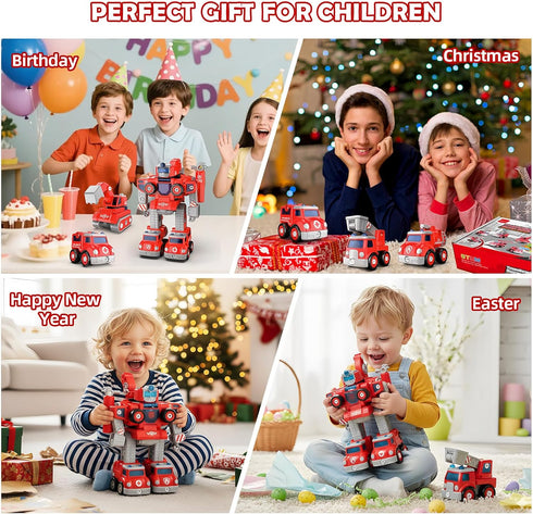 3 4 5 6 5-in-1 3-8, Set, Baobrava Year Old Boy Birthday Gift, Take Apart Fire Truck Toys, Transformers Robot Toys