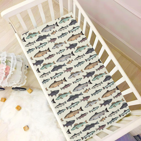 J JOYSAY Pack Mattresses,52 28 Vintage Fishes Fitted Crib Sheet for Boys Girls Baby Crib Sheet Crib Mattress Sheet
