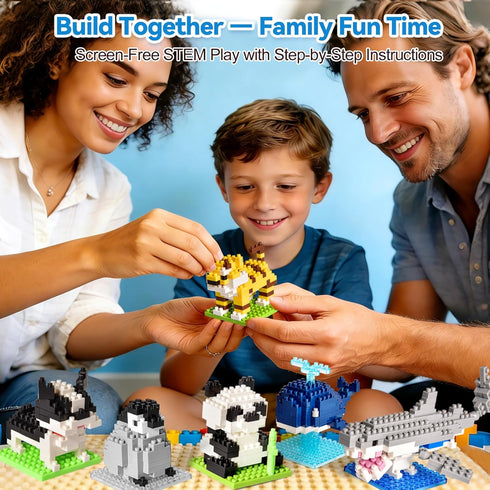 6-12, 12 Pack Packaged FUN LITTLE TOYS Party Favors for Kids Mini Animal Building Blocks, Individually Small Building