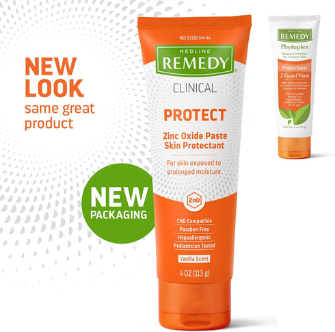 Medline Remedy Clinical Zinc Oxide Paste, Skin Protectant (4 oz Tube), Vanilla Scent, Diaper Rash Cream