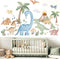 wondever Large Boho Dinosaur Wall Stickers Watercolor Dino Tropical Plants Volcano Peel