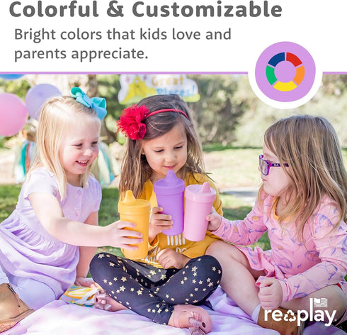10 Oz Set 4, Re-Play Spill-Proof Sippy Cups for Toddlers - Kids Reusable of Dishwasher & Microwave Safe, Made in USA