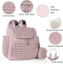 Geestock Diaper Bag Small Backpack, Stylish Quilted Baby Bag with Changing Pad, Pink Color
