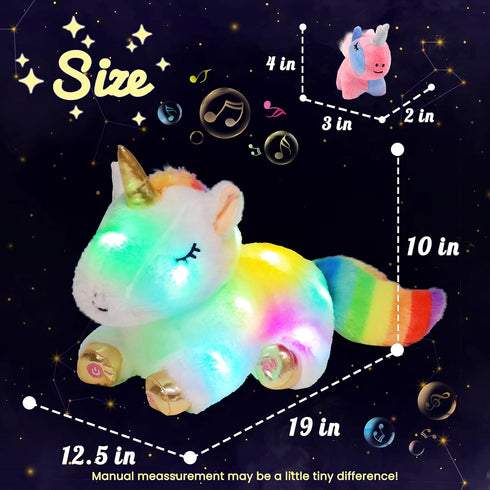 Hopearl LED Musical Unicorn Playset, Singing Plush Toy with 3 Baby Unicorns, Adjustable Volume, Gifts for Kids