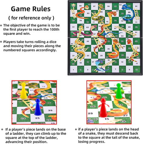 Travel Board Games Small Magnetic Snakes and Ladders, 9.7 Inches Portable Folding Board