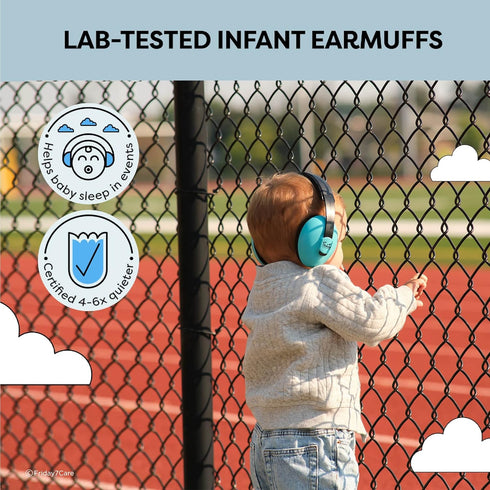 Baby Headphones for Noise Protection, Blue Over-Ear Earmuffs for Infants 0-24 Months