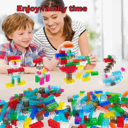 CONVENTEJOY 400 -9 6 Pieces Translucent Building Bricks Colors Crystal-Clear Classic Block Toy Fully Compatible