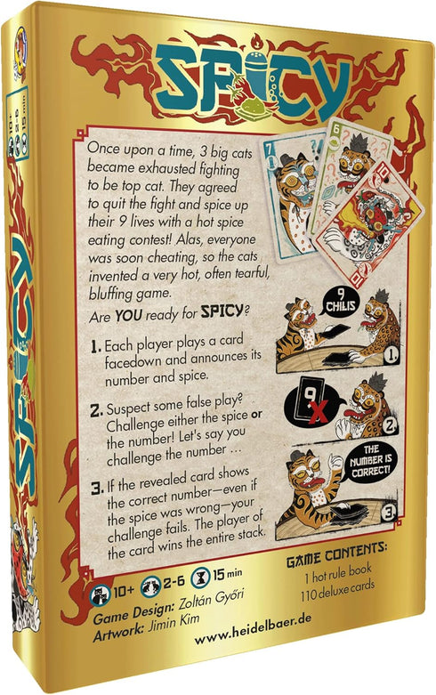 Spicy Card Game | Strategy Game | Bluffing Card Game for Adults and Kids | Fun Game for Family Game Night | Ages 10+ | 2-6 Players | Average Playtime 15 Minutes |HeidelBÄR Games