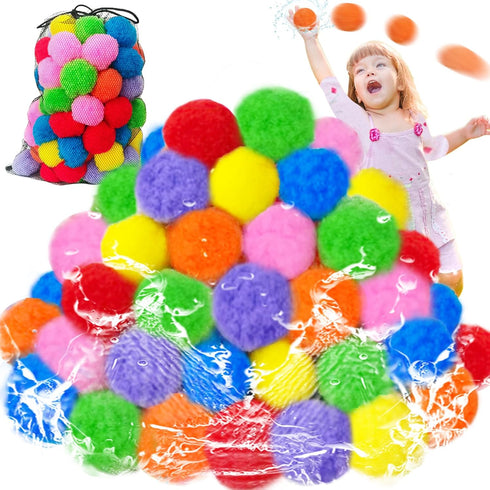 100Pcs Soft Reusable Water Splash Balls, 2.4 Inch Soaker Ball Toys for Kids, Beach Pool Games with 1 Mesh Bag