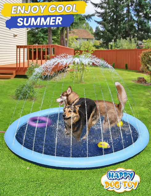 Summer 97 inch PETOCAT Splash Pad Non-Slip Dogs Cool Sprinkler Pool Extra Large Splash Pads for Kids Dog Baby Wading