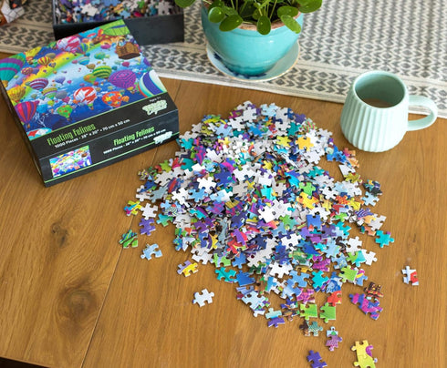 Toynk Floating Felines Hot Air Balloon Puzzle, 1000 Piece Jigsaw Toy for Family Game Night, Interactive Brain Teaser