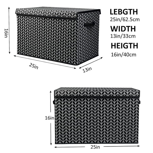 Large Toy Box Chest for Kids, Black Storage Organizer Bins with Lid for Living Room, Nursery, Bedroom, Playroom