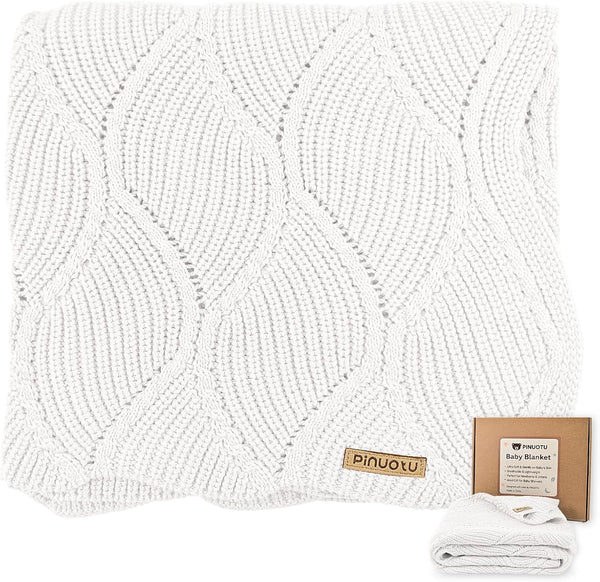 Thick Cotton Knit Baby Blanket 40x31 Inches Soft Breathable Newborn Blanket for