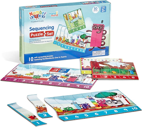 hand2mind Numberblocks Sequencing Puzzle Set - Math Games for Kids Ages 3-5, Educational Toys