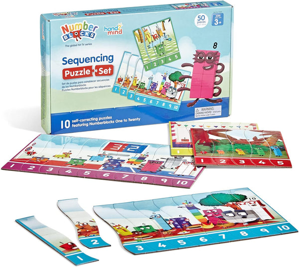 hand2mind Numberblocks Sequencing Puzzle Set - Math Games for Kids Ages 3-5, Educational Toys