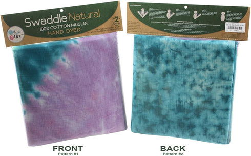 j & alex Tie-Dye 100% Cotton Muslin Swaddle Blankets, Brave Heart, 2 Count
