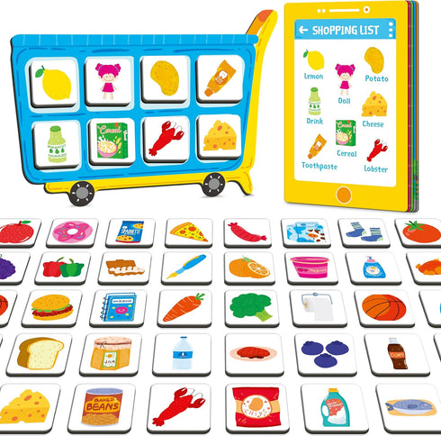 Magnetic Shopping List Game, Funny Groceries Matching Memory Game, Race to Collect