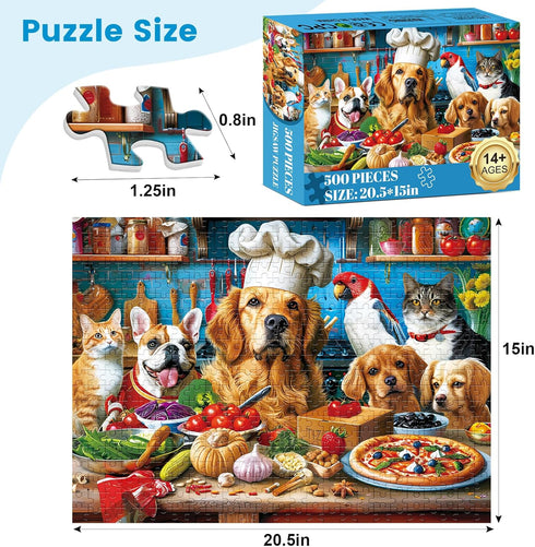 VOLUVOLU 500 20.515 Piece Puzzles for Adults, Funny Puppy Animal Jigsaw Puzzles, Food Kitchen Jigsaw Puzzle, Animal Pet