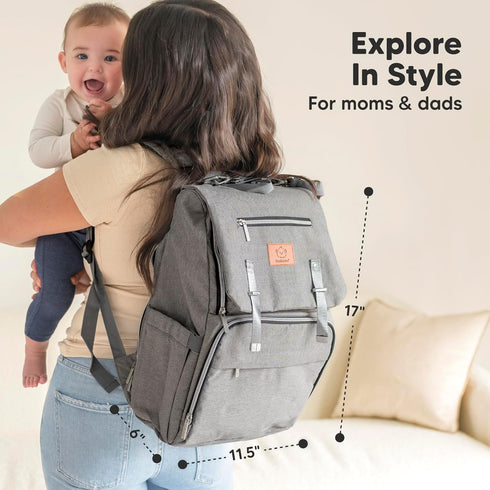 Backpack Backpack KeaBabies Baby Diaper Bag with Changing Pad - Waterproof Baby Bag for Mom and Dad, Insulated Bottle