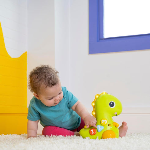 Bright Starts Go, Go, Dino Crawl & Count Activity Toy for Infants, Rolls, Lights Up, Plays Music, Ages 6 Months+