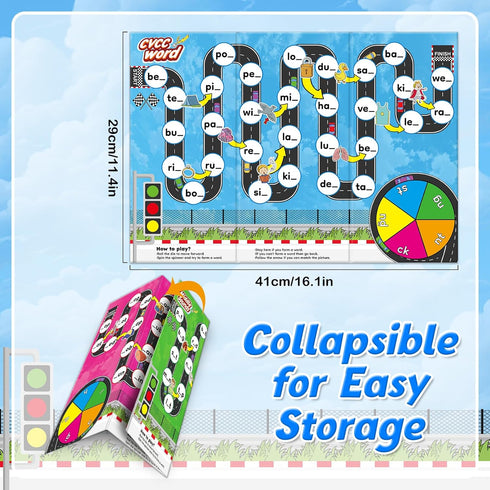Educational Phonics Board Games for Kids, CVC and CVCC Reading and Spelling Games for Ages 4-6, Family Fun