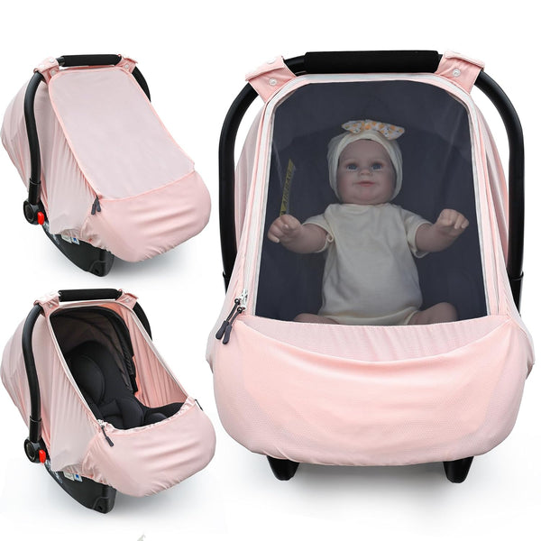 Baby Car Seat Cover,Sunproof Car Seat Canopy for Babies, Extra Large Mesh