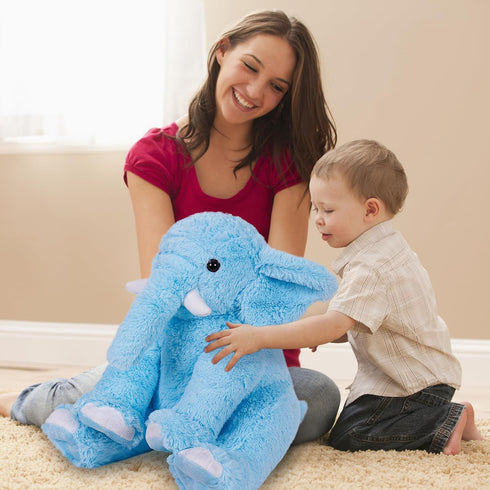 5Lb Weighted Elephant Stuffed Animals, 16in Plush Giant Throw Pillow for Boys and Girls Christmas (Blue)