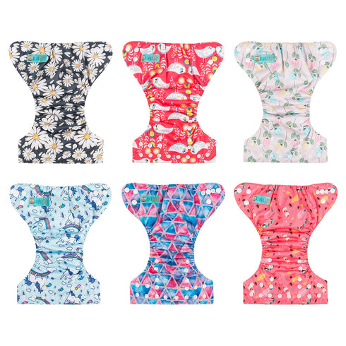 6pcs 12 12pounds ALVABABY with Inserts Baby Cloth Diapers Pocket Newborn Diaper for Less Than Baby Snaps Cloth Diapers