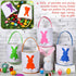 6 Honeydak PCS Easter Eggs Hunt Basket for Kids Bunny Canvas Rabbit Tote Carry Bucket Bags(Fluffy)