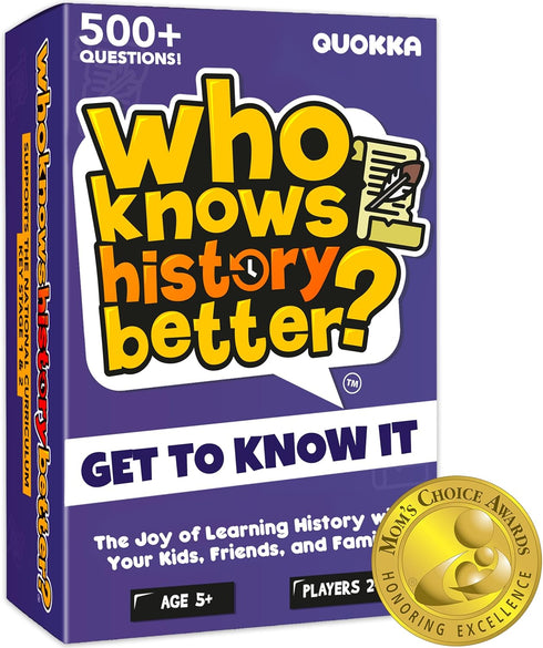 QUOKKA History Trivia Family Game, Card Board Game for Kids Ages 8-12 & Adults, Fun Learning Quiz