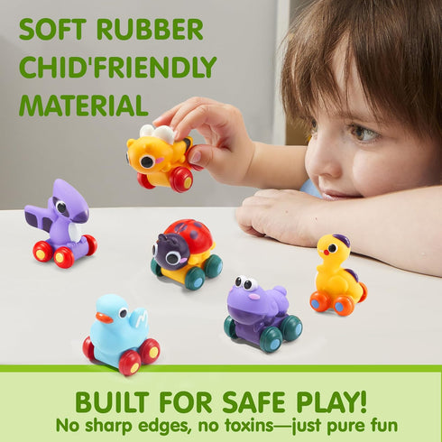 Set, Summer JOYIN Animal Cartoon Cars, Soft Rubber Toy Car Mini Vehicles, Bath Toy Car for Toddlers, Gift for Boys