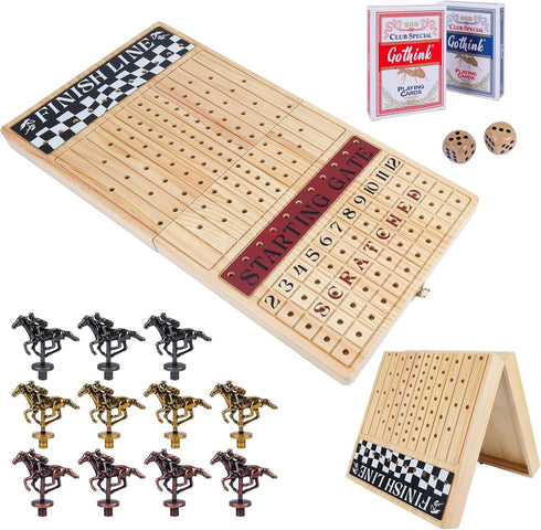 Offelec Large 23 inches Horse Race Board Game, Premium Durable Foldable Wooden