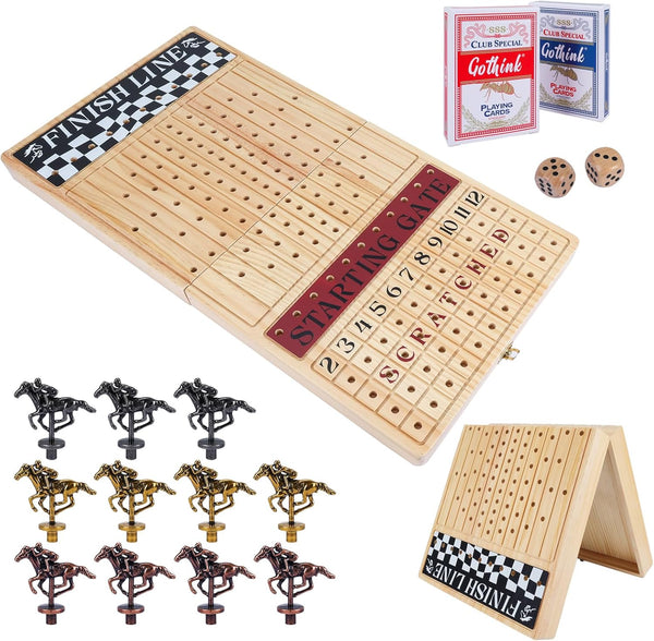 Offelec Large 23 inches Horse Race Board Game, Premium Durable Foldable Wooden