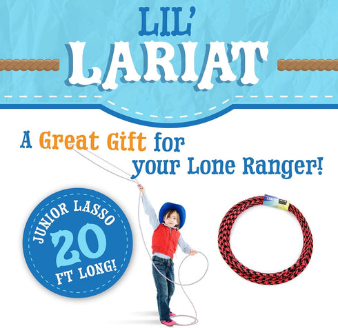 Just Jump It Lil Lariat Junior Lasso Rope - Pre-Tied 20' Kids Cowboy Rope for Outdoor Fun