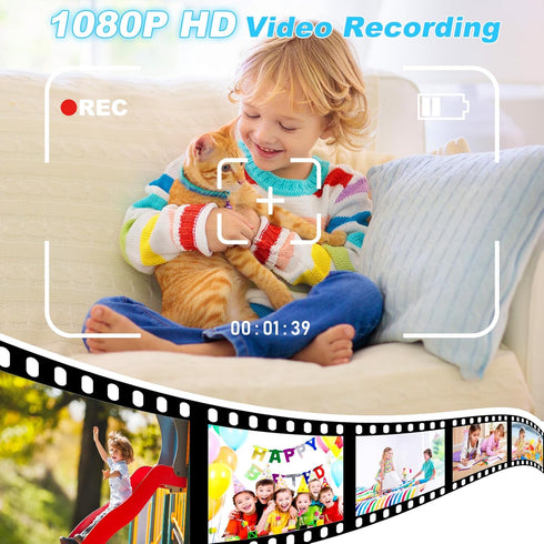 Kids Digital Camera with Instant Print, 1080P Video Camera for Boys Girls, 32GB SD Card, Birthday Gift for Ages 3-12