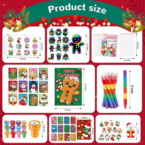 Stuffer12Set BenLouis Christmas Party Favors for Kids Xmas Classroom Gifts Prize Stockings Filler Coloring Books Bulk
