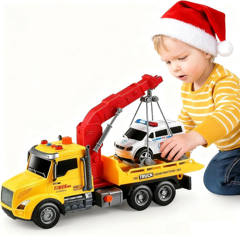 DWIRCTOYS Toddler Boy Toys,Tow Truck Toy for 3 4 5 6 7 Year