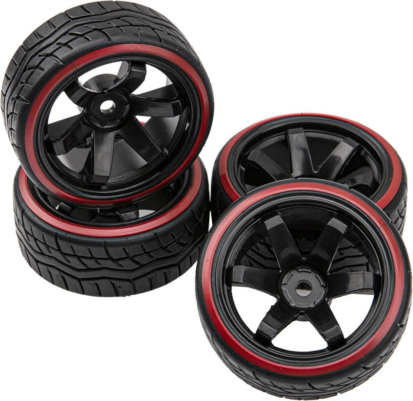 Hard Plastic Tires & Wheel Rims 12mm Hex Compatible with Traxxas HSP Tamiya Kyosho Himoto 1/10 RC Drift Car (Style 1)