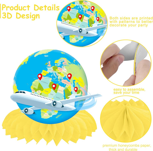 C L cooper life 13pcs Travel Theme Party Decorations Let The Adventure Begin Table Honeycomb Centerpieces