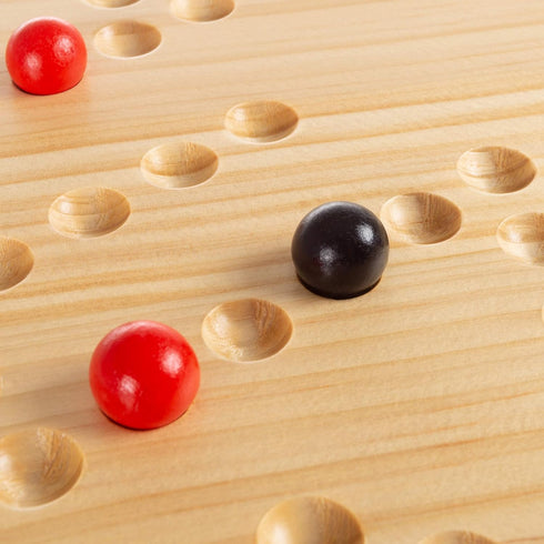 Hey! Play! Classic Wooden Strategic Thinking Game - Complete Set with Board, 24 Colored Marbles, 2 Dice for 6 Players
