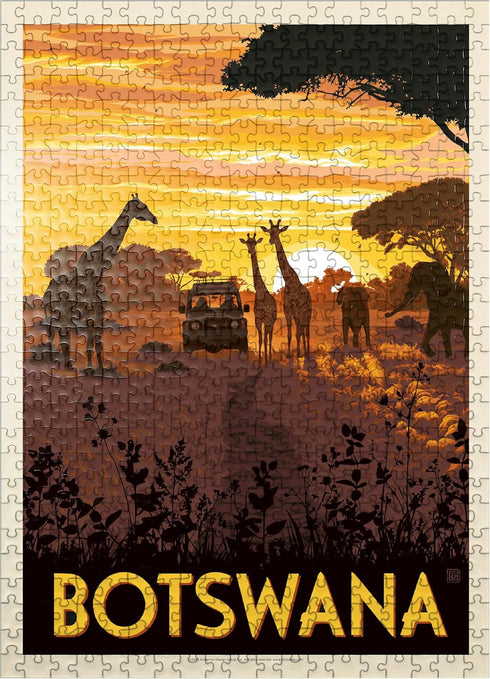 MyPuzzle Botswana Vintage Poster, Premium 500 Piece Jigsaw Puzzle for Adults