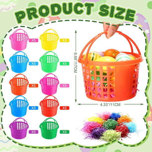50 4.3 6.7 400g Wenqik Pcs Plastic Easter Baskets for Kids Bulk x in Easter Egg Baskets Empty Plastic Buckets